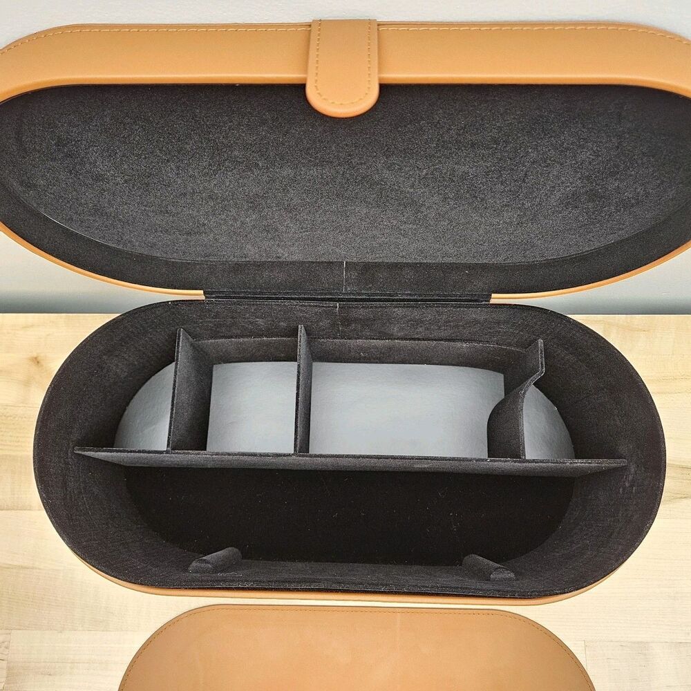 DYSON Airwrap Styler LARGE Brown Cognac Leather Storage Box Hard CASE ONLY - Picture 5 of 11